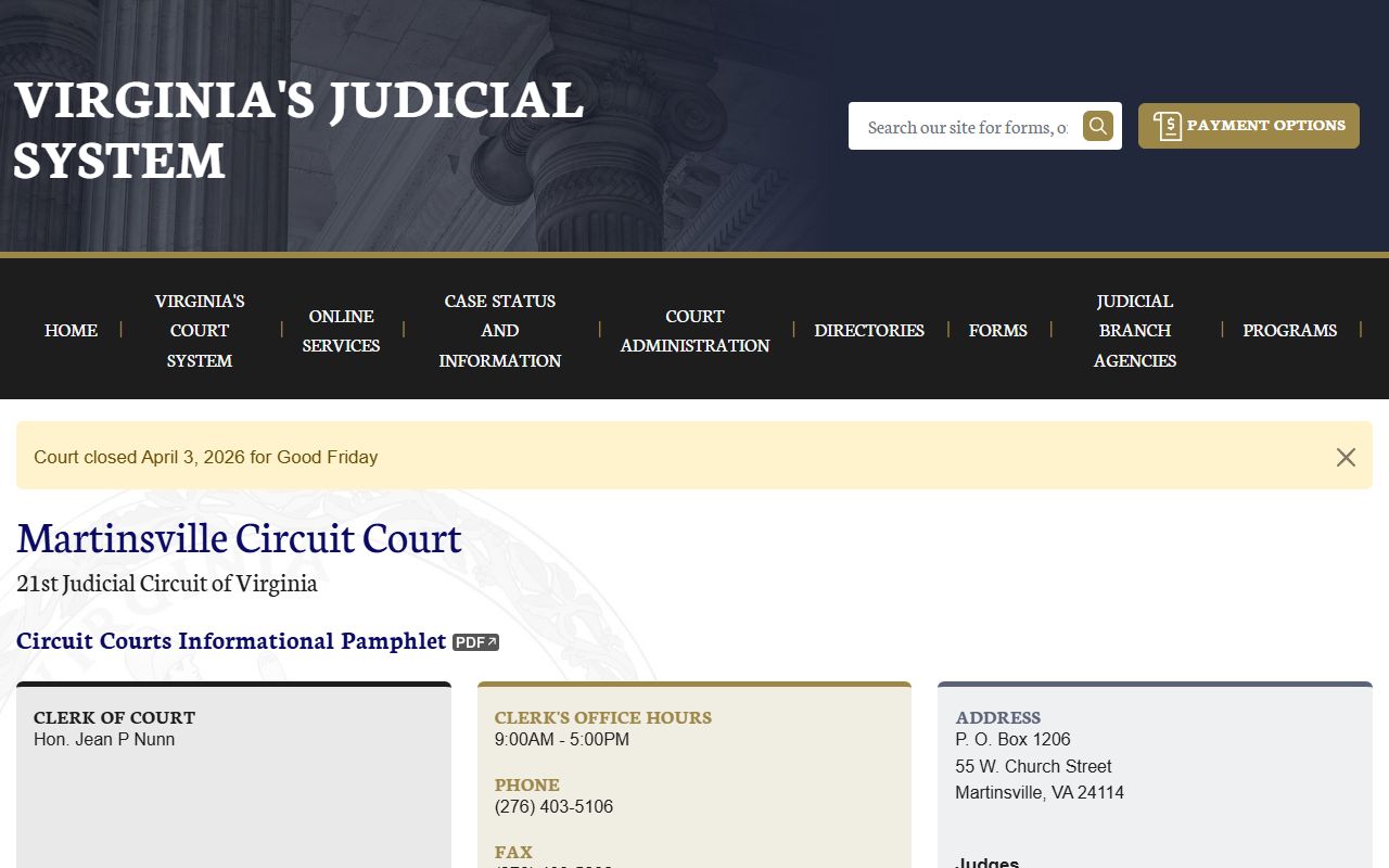 Martinsville Circuit Court dissolution of marriage records page