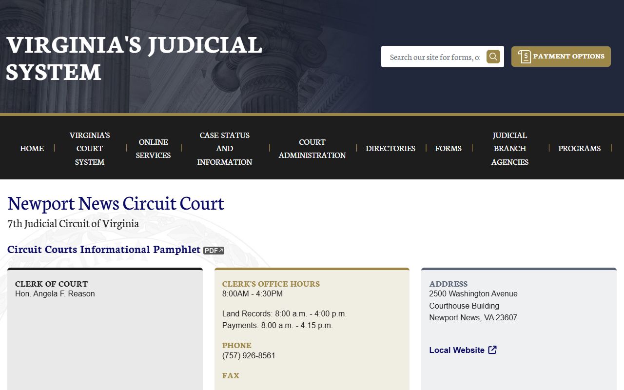 Newport News Circuit Court dissolution of marriage records page