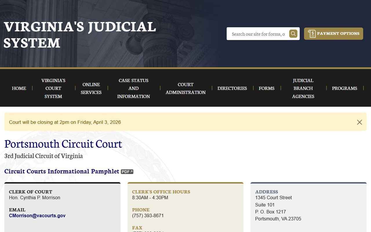 Portsmouth Circuit Court dissolution of marriage records page
