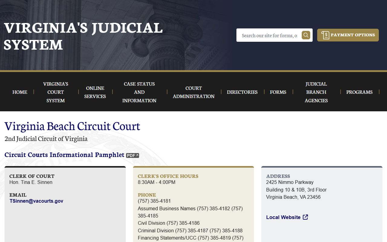 Virginia Beach dissolution of marriage circuit court homepage