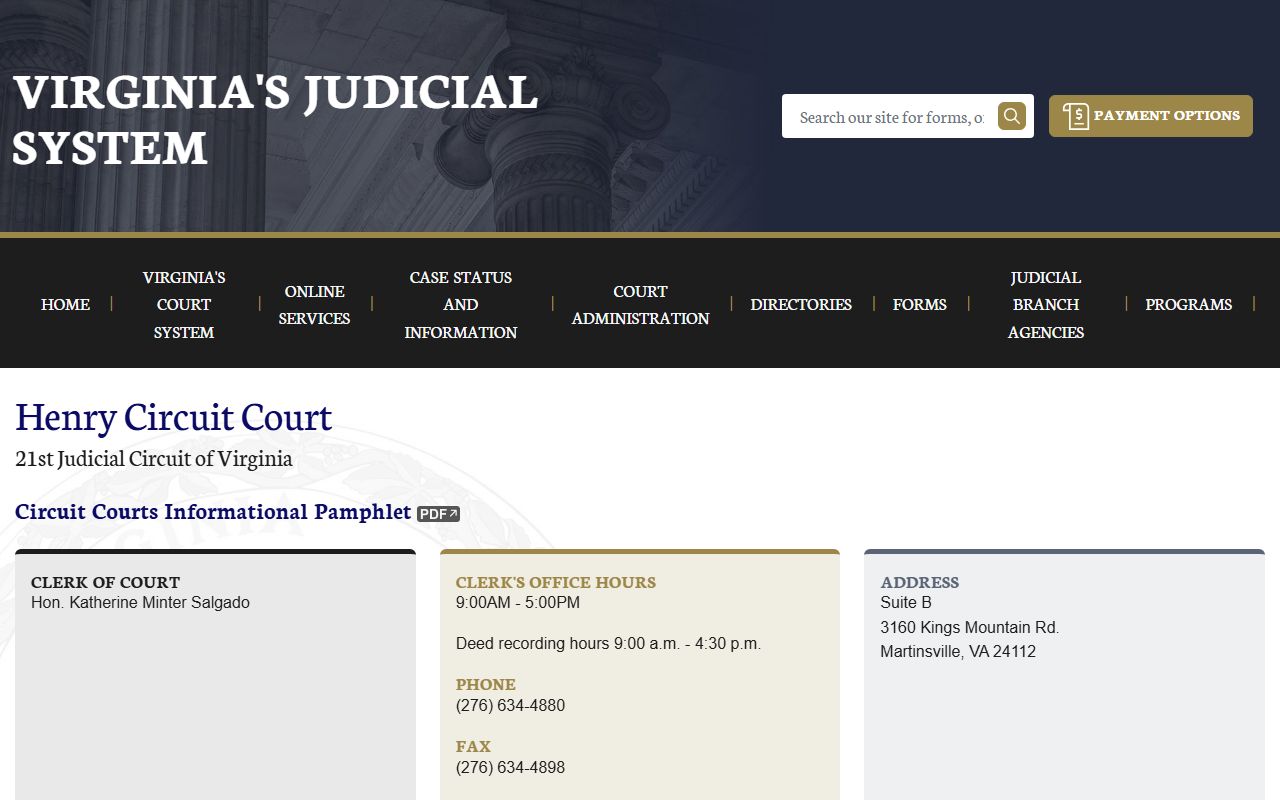 Henry County Circuit Court dissolution of marriage home page