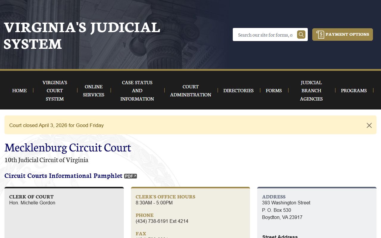 Mecklenburg County dissolution of marriage circuit court page