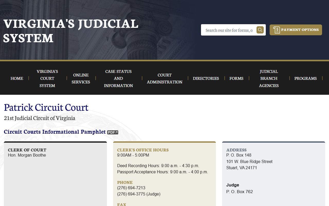 Patrick County dissolution of marriage circuit court home page