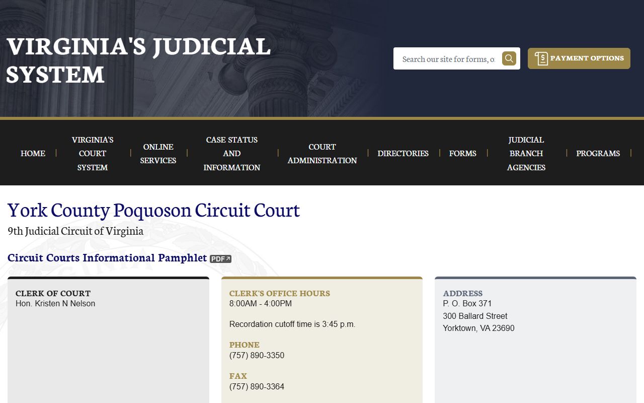 York County Circuit Court dissolution of marriage home page